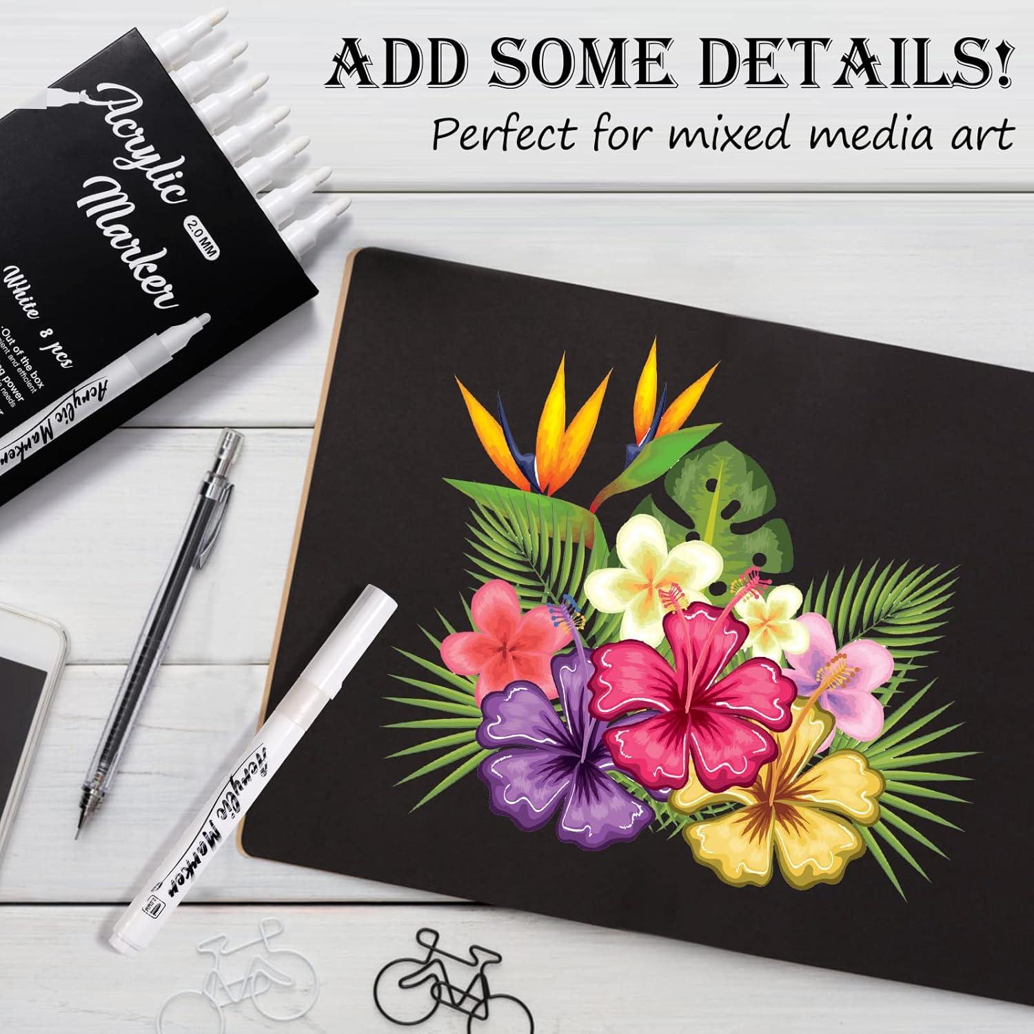 Marcadores Acrílicos Blancos Mzh Art - Paquete de 8 Unidades