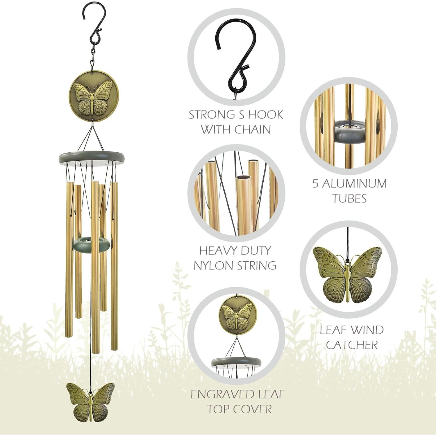 Campana de Viento Mariposa Hippolytusiart 81.28 cm Bronce