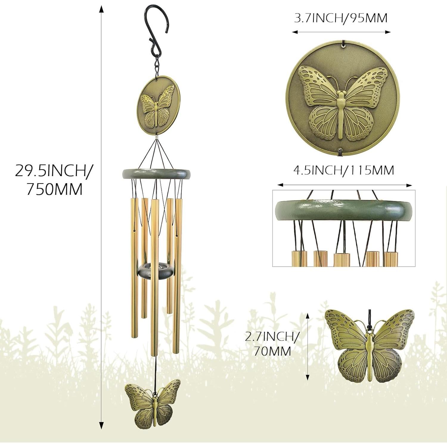Campana de Viento Mariposa Hippolytusiart 81.28 cm Bronce