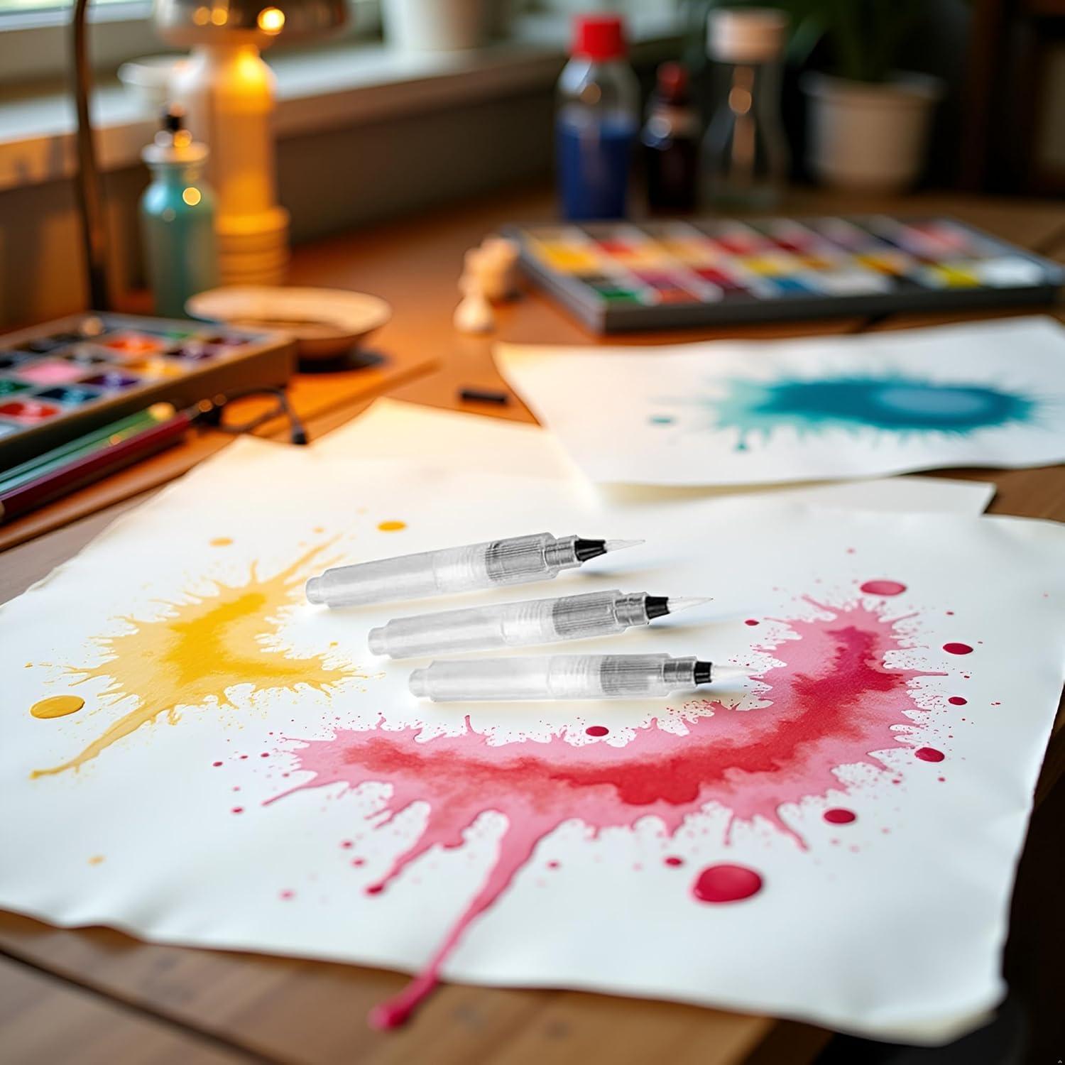 Set de 3 Pinceles de Acuarela JJLFresheners 12cm Blancos