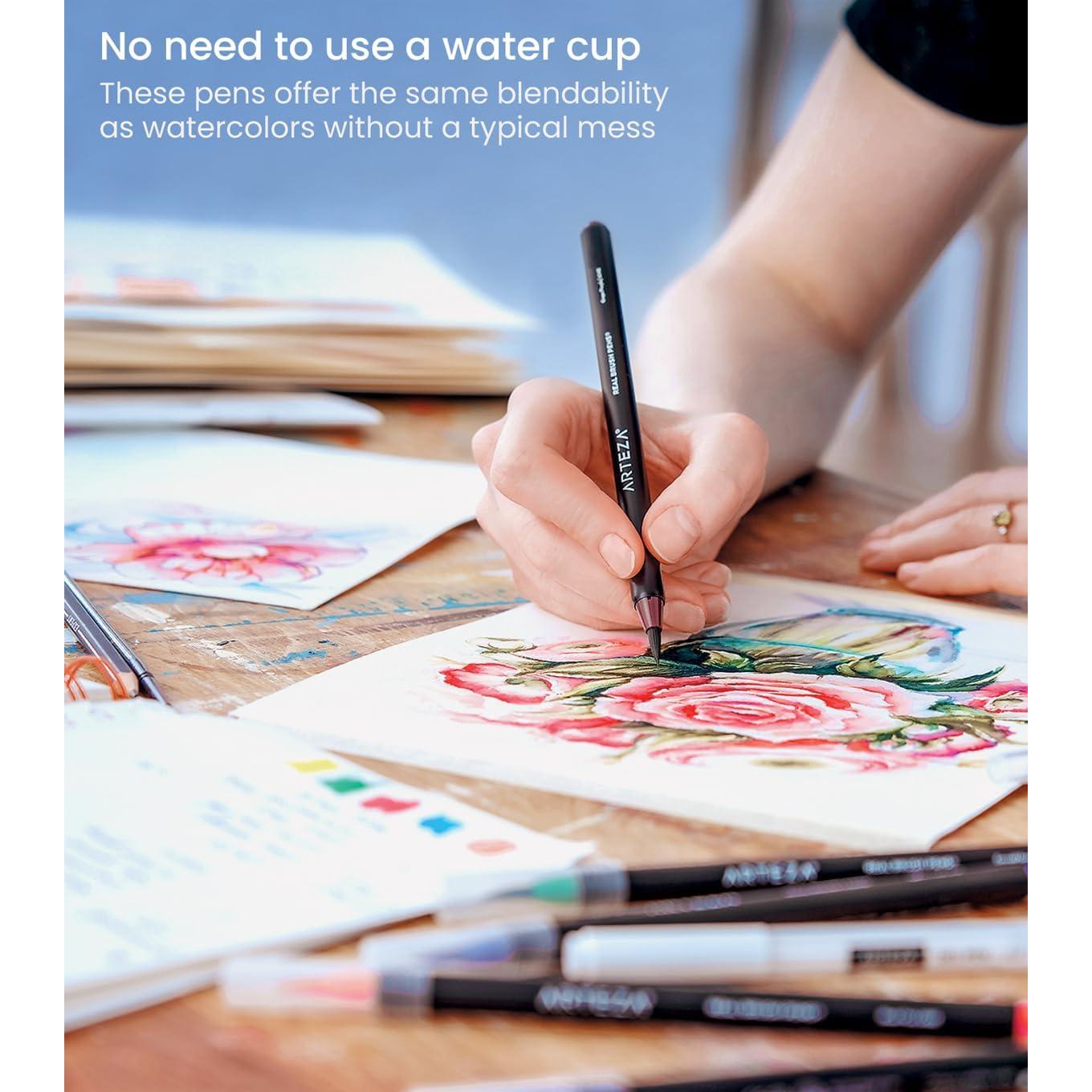 Marcadores de Acuarela Arteza 24 Colores Pincel Flexibles