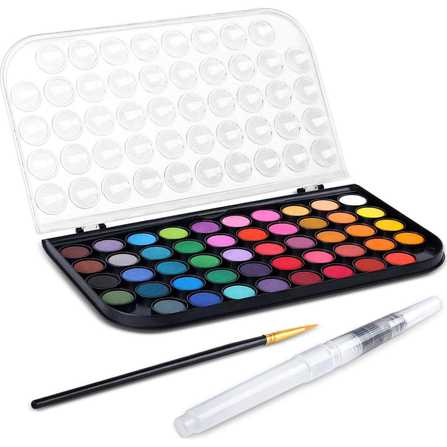 Set de Pintura Acuarela AROIC 48 Colores + 2 Pinceles Recargables