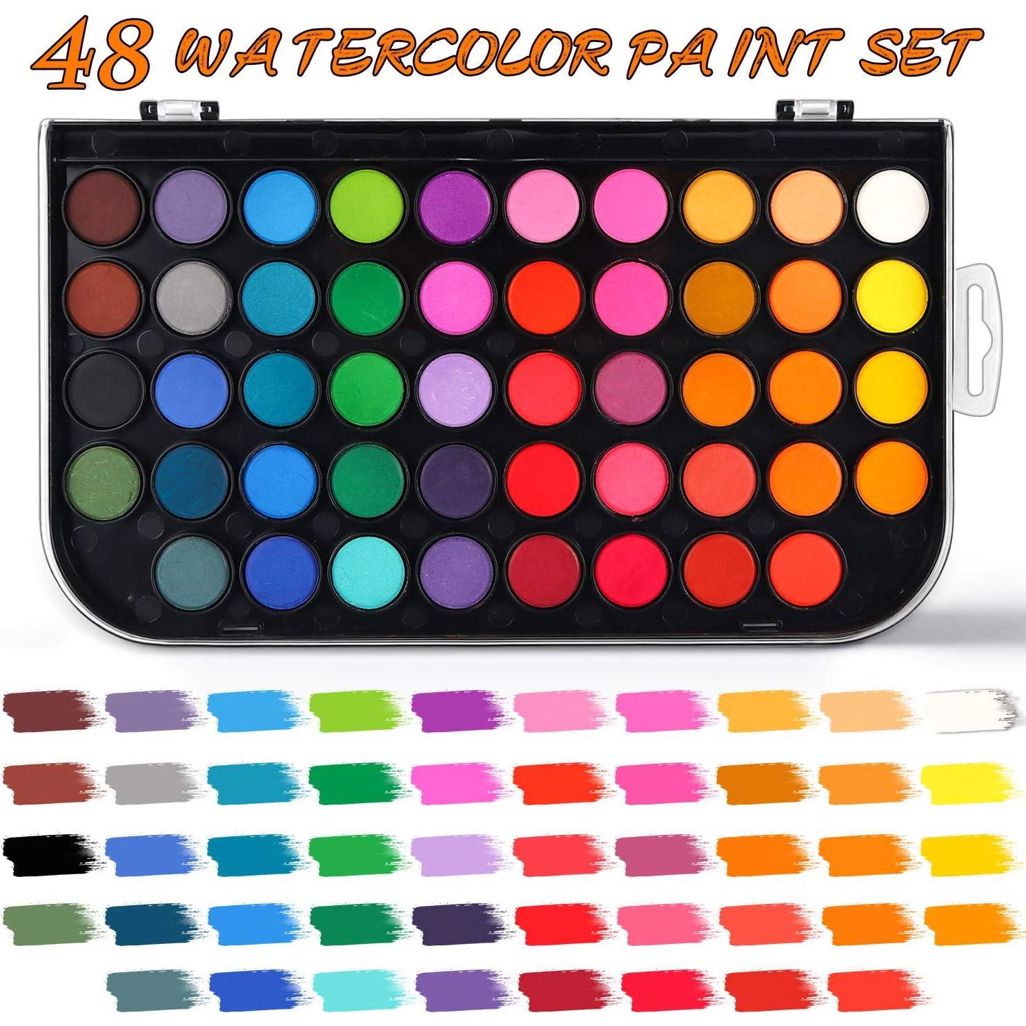 Set de Pintura Acuarela AROIC 48 Colores + 2 Pinceles Recargables