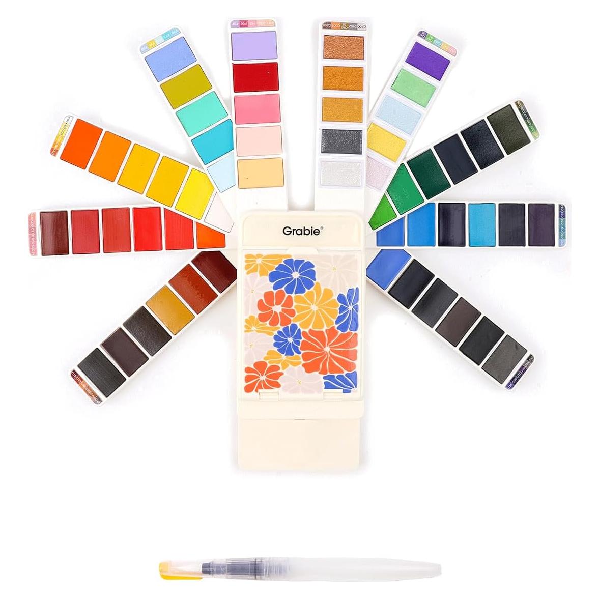 Juego de Acuarela Grabie 56 Colores Portátil con Pincel de Agua