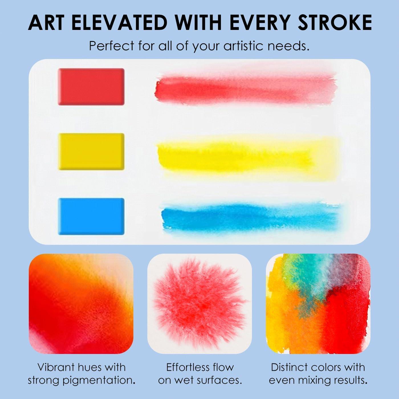 Juego de Acuarela Grabie 56 Colores Portátil con Pincel de Agua