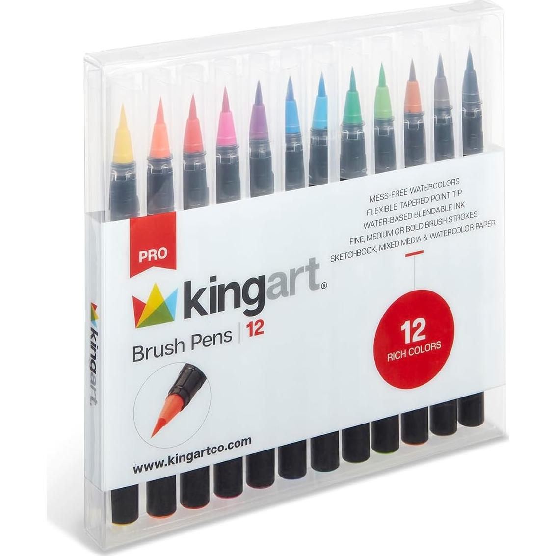 Marcadores de Pincel KINGART 12 Colores Acuarela Nylon
