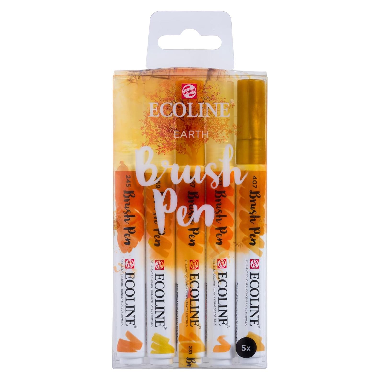 Conjunto de 5 Marcadores de Pincel Ecoline Tierra - Caligrafía y Dibujo