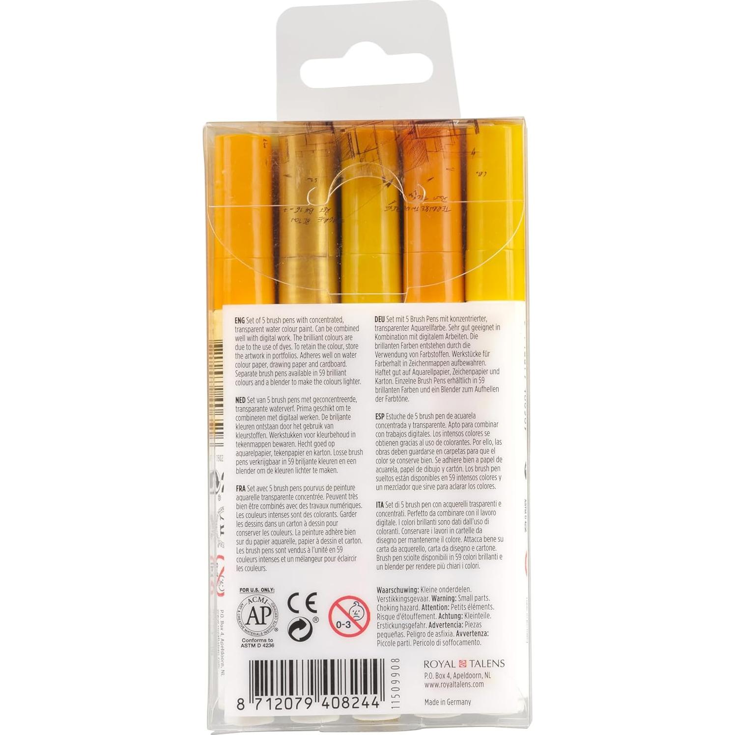 Conjunto de 5 Marcadores de Pincel Ecoline Tierra - Caligrafía y Dibujo