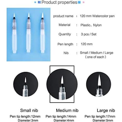 3 Plumas de Pincel de Acuarela Lind Kitchen 122mm Nylon