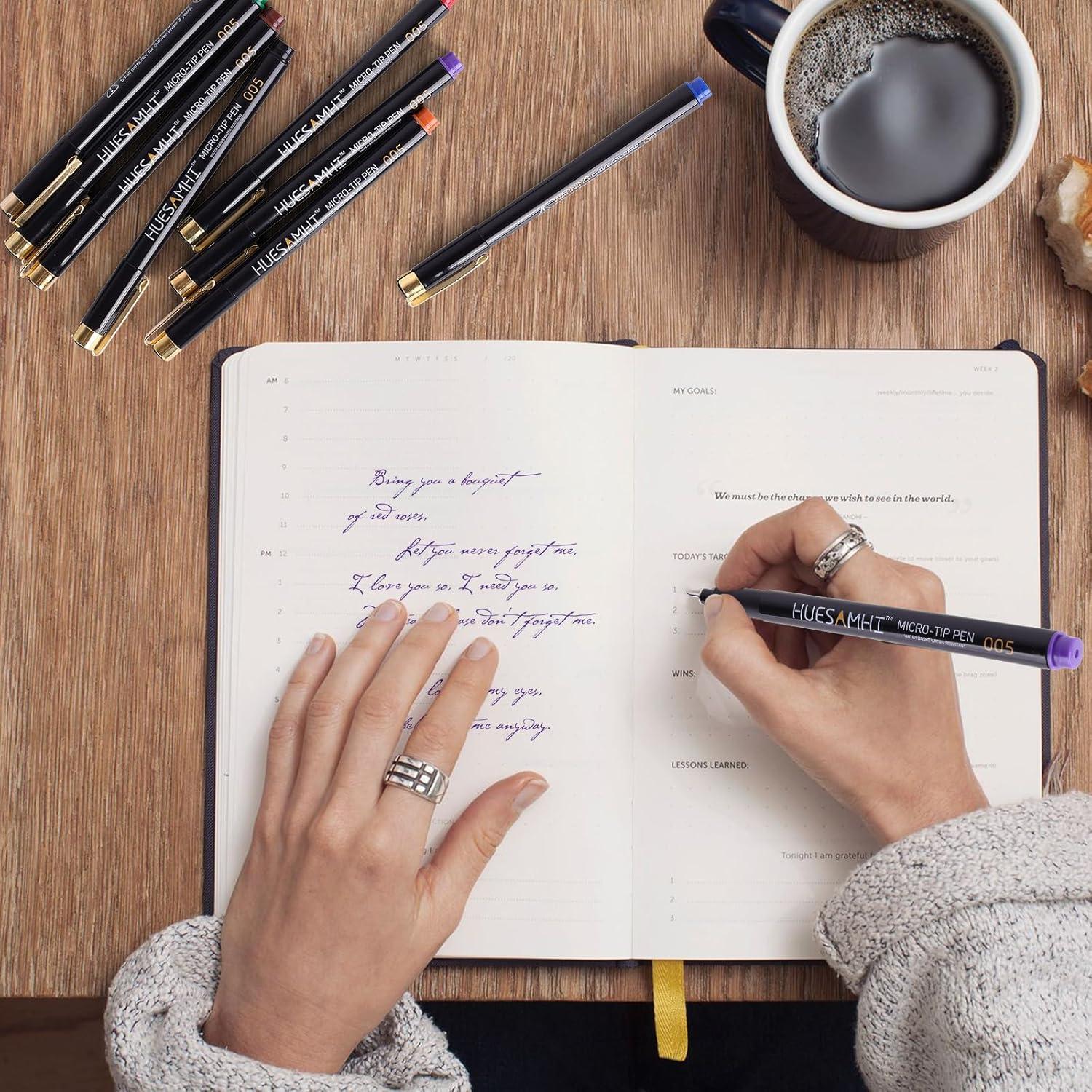 Set de 20 Micro Pen Huesamhi Tinta Impermeable 0.20mm