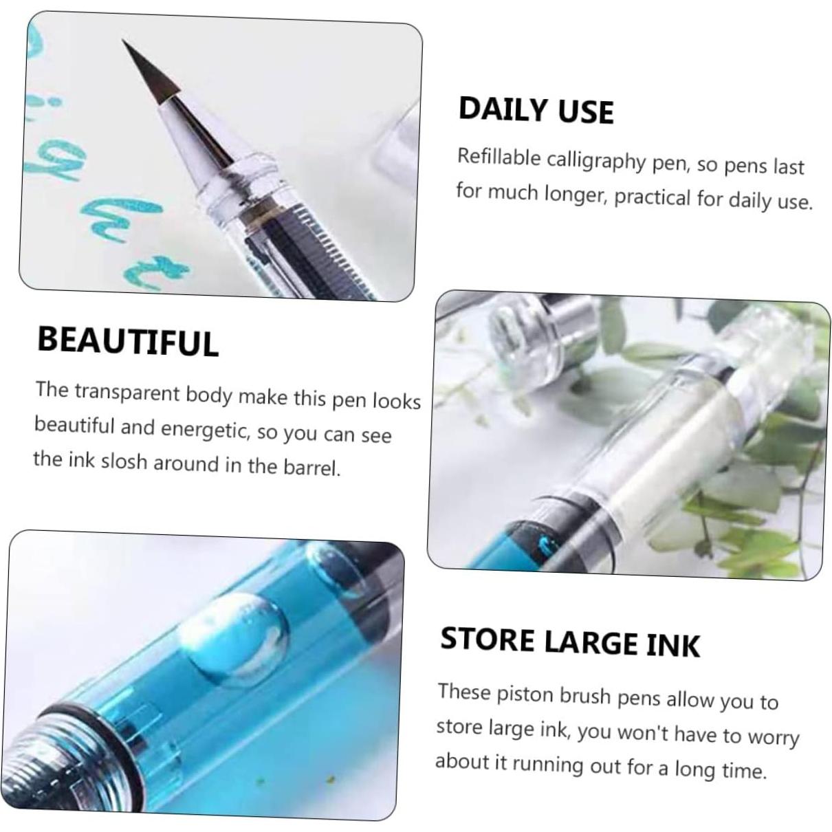 Juego de 5 Plumas de Pincel Recargables Veemoon - Caligrafía y Acuarela