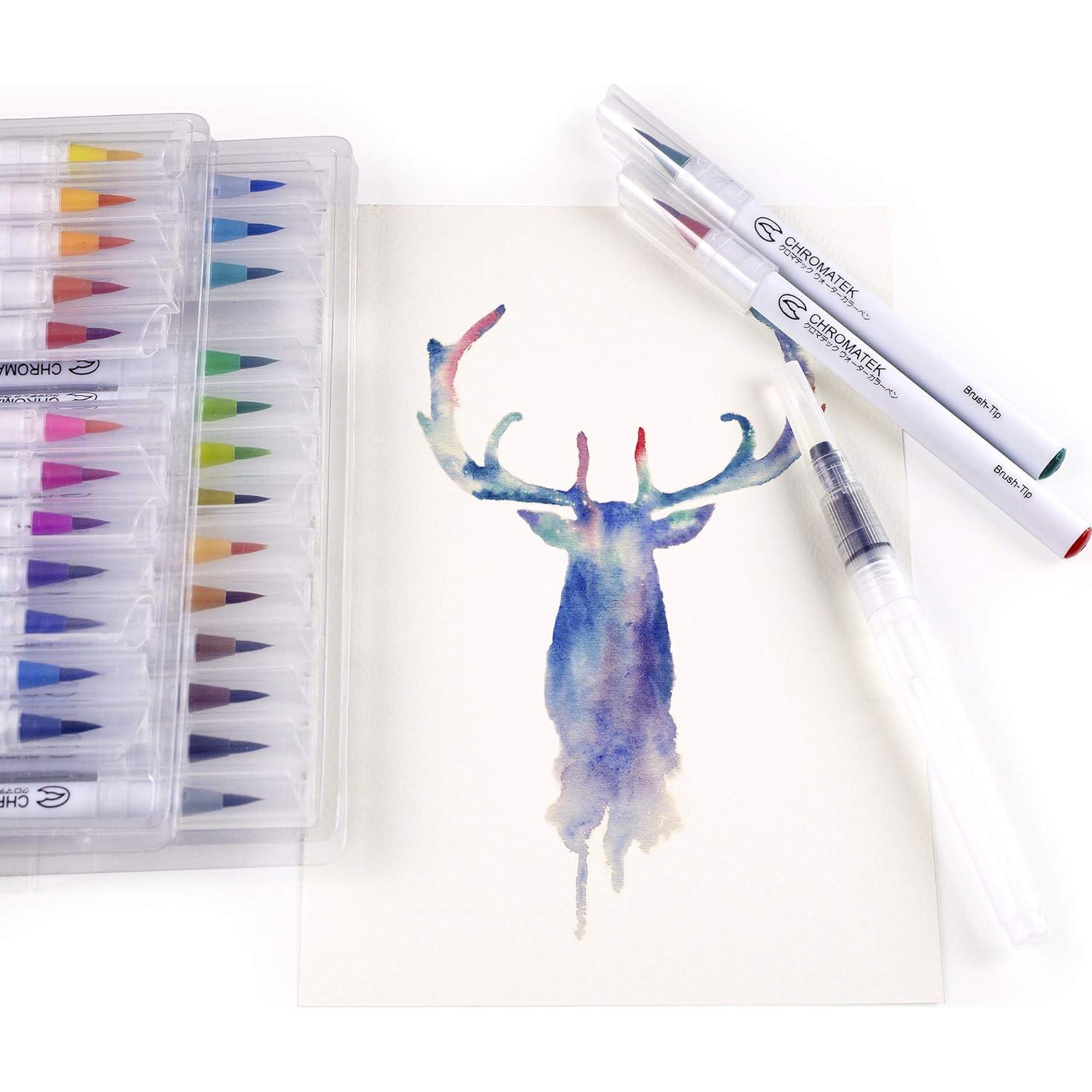 Marcadores de Acuarela Chromatek 27 Colores con Pincel y Tutorial
