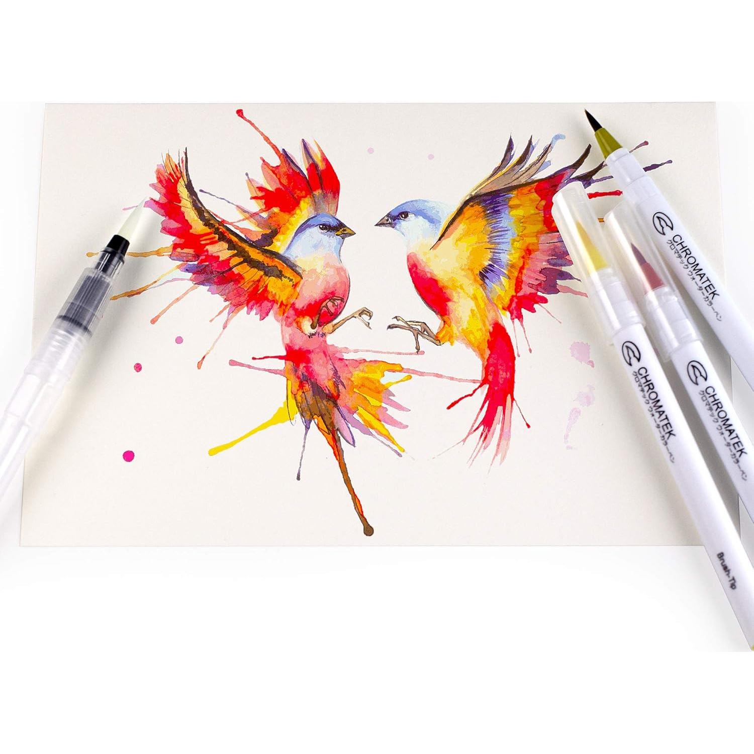 Marcadores de Acuarela Chromatek 27 Colores con Pincel y Tutorial