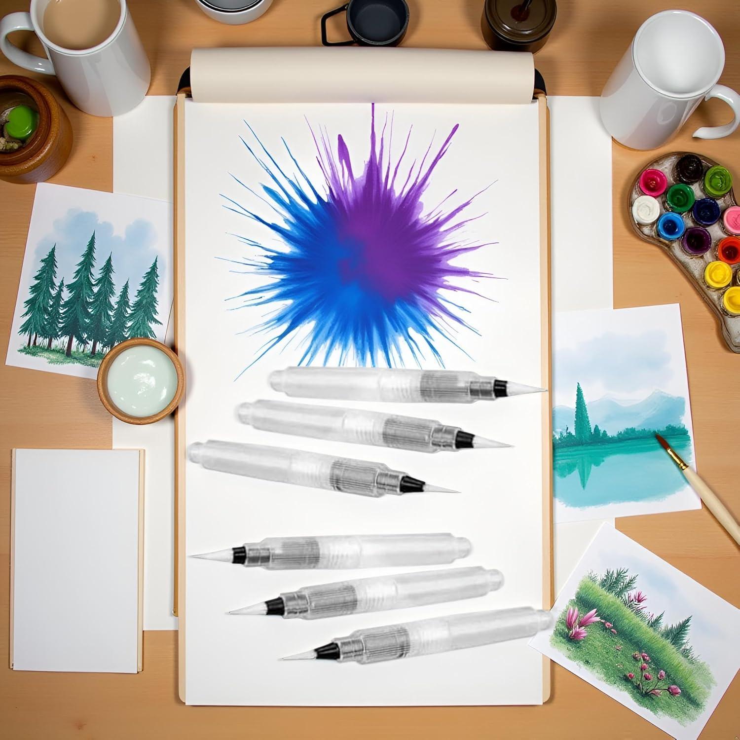 Juego de 6 Pinceles de Acuarela Rosojodg - 12 cm