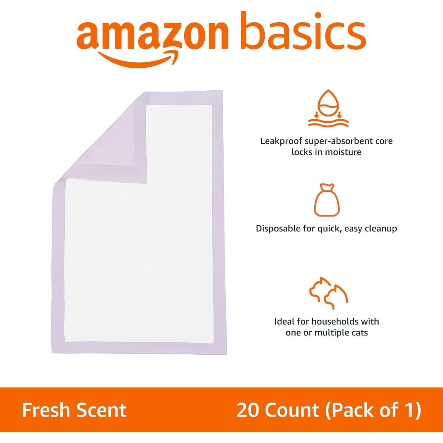 Almohadillas para Gato Amazon Basics 20 Unidades Aroma Fresco