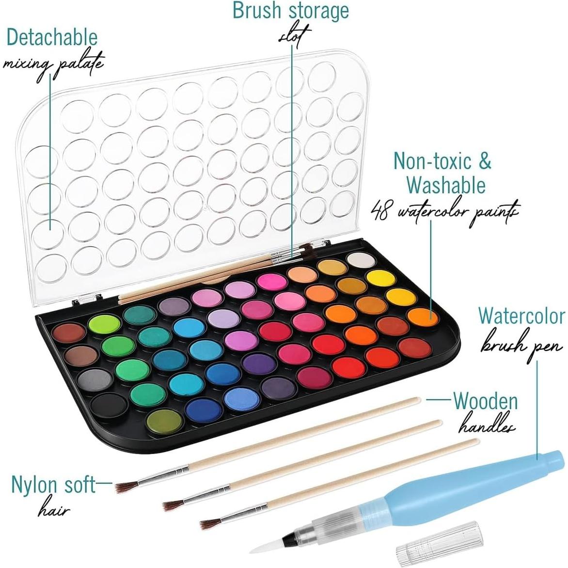 Juego de Pintura Acuarela EXTRIC 48 Colores Lavable No Tóxico