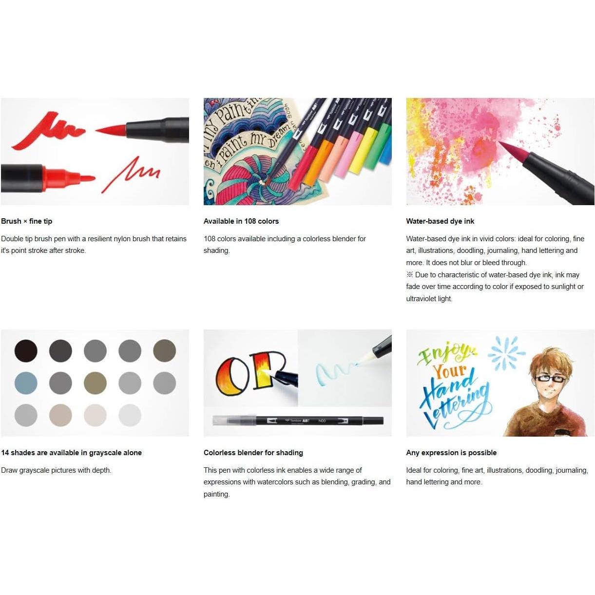 Marcadores de Arte Tombow Dual Brush Pen - Paquete de 10 Colores