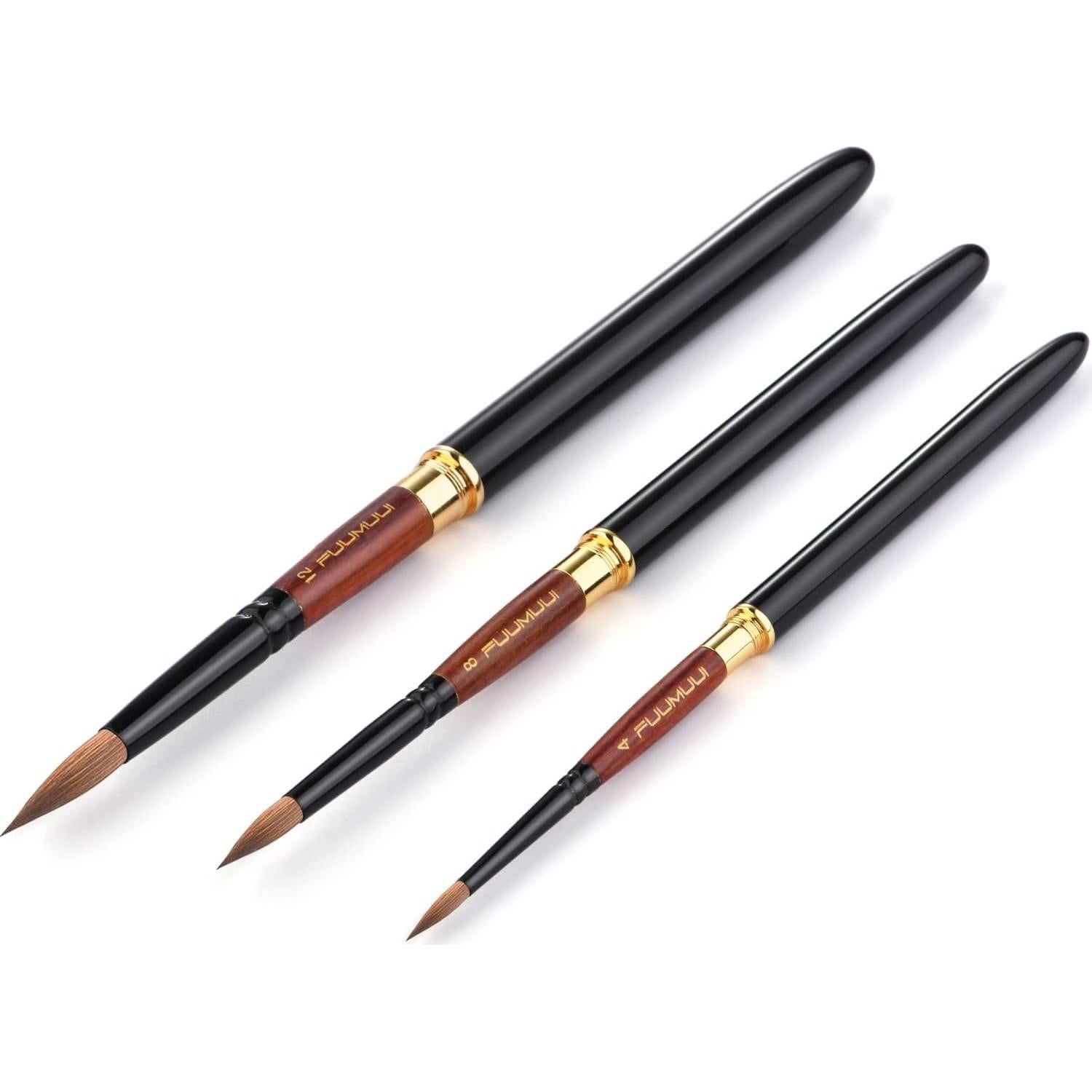 Pinceles de Acuarela Fuumuui 3Pcs Sable Kolinsky Viaje