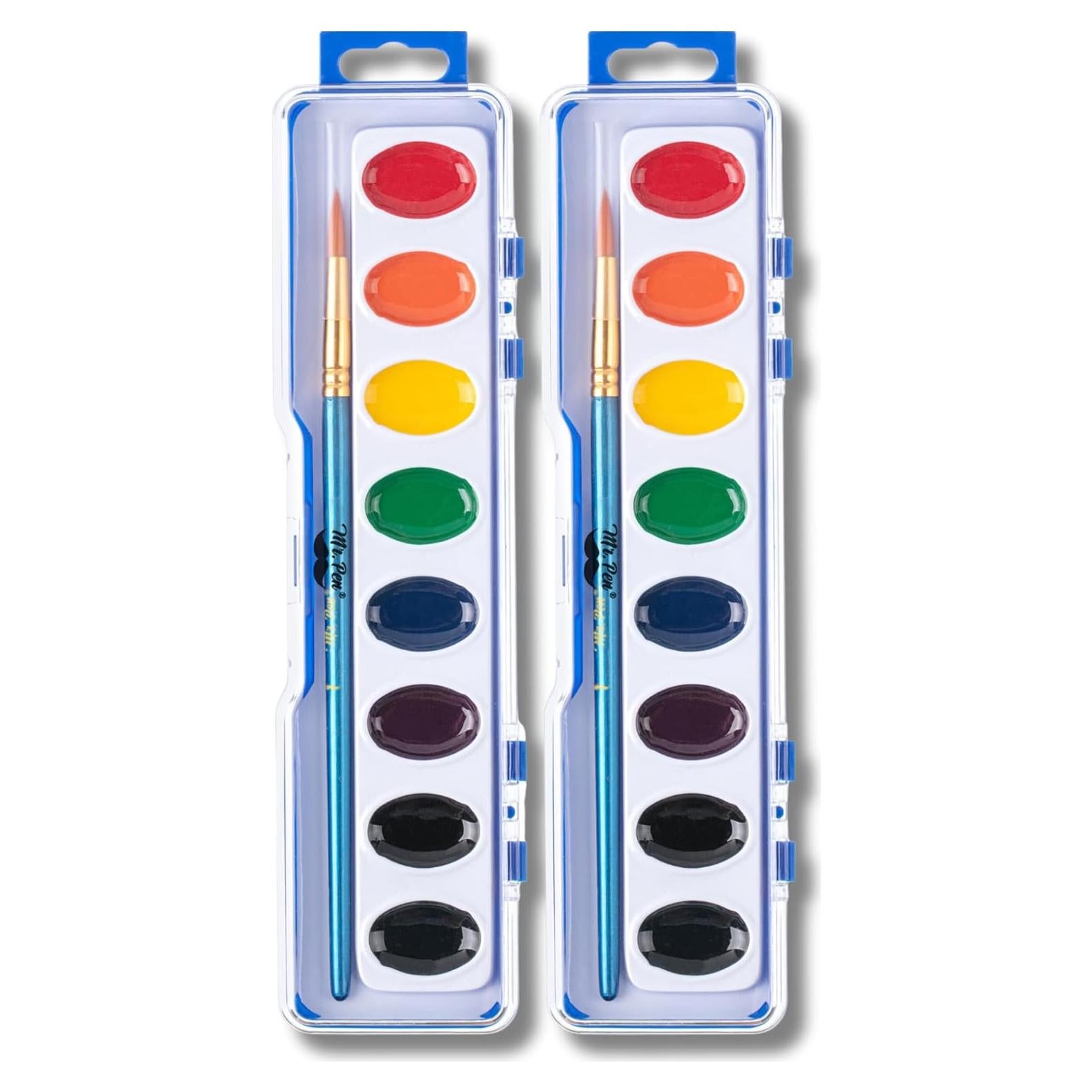 Acuarelas Lavables Mr. Pen, 2 Paquetes de 8 Colores con Pincel