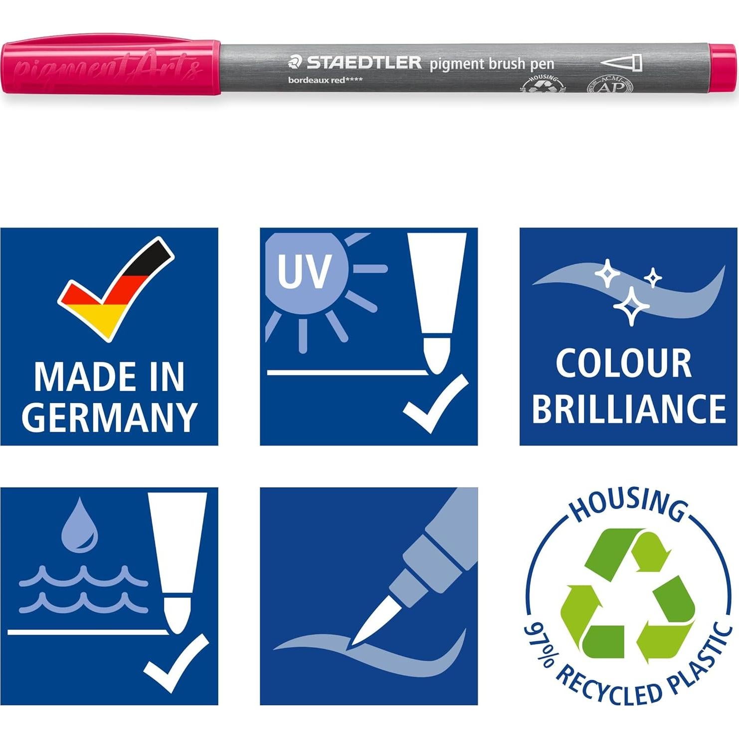 Plumas de Pincel STAEDTLER Pigment Arts - 6 Colores Gris y Caramelo