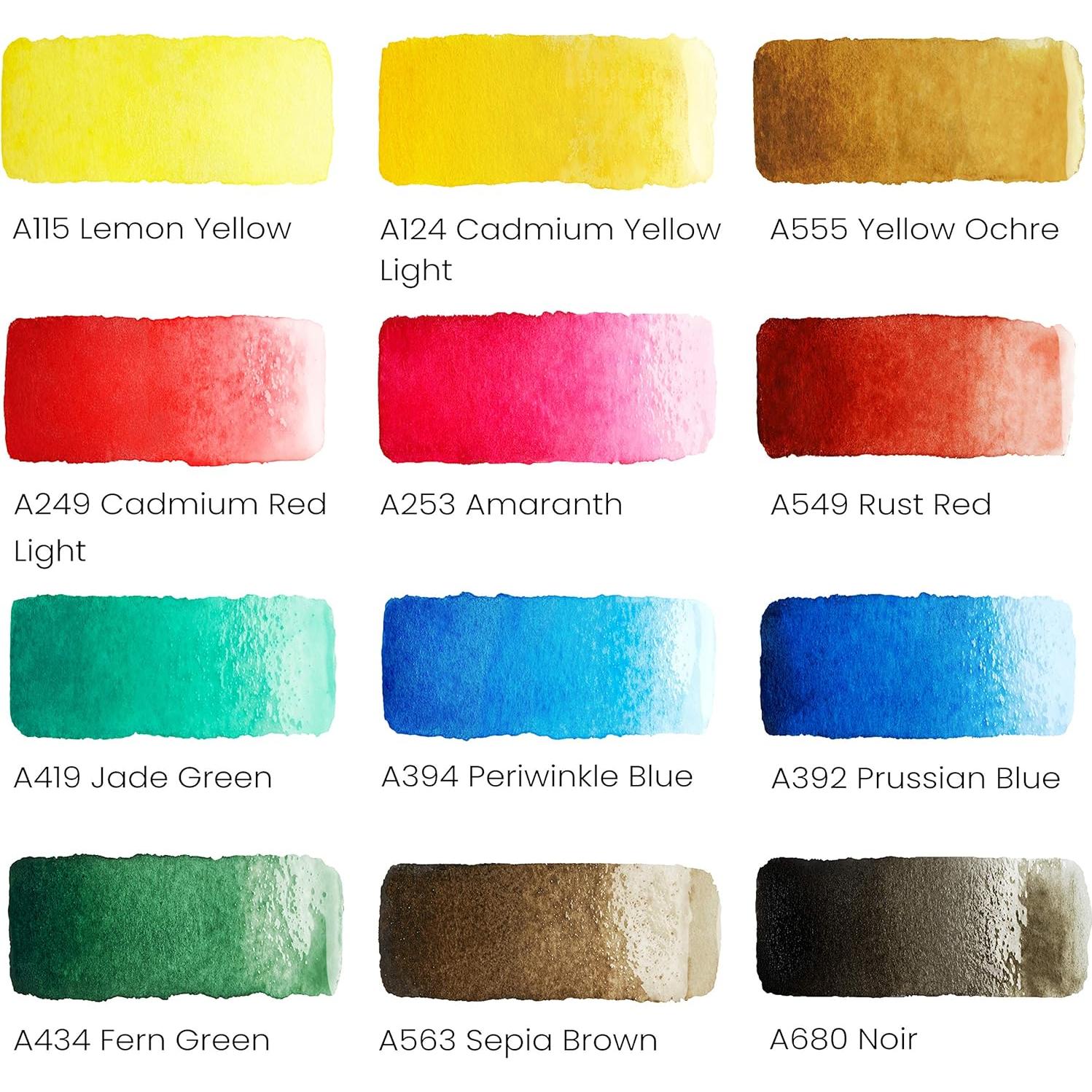 Set de Acuarelas ARTEZA 12 Medias Pastillas en Caja de Metal