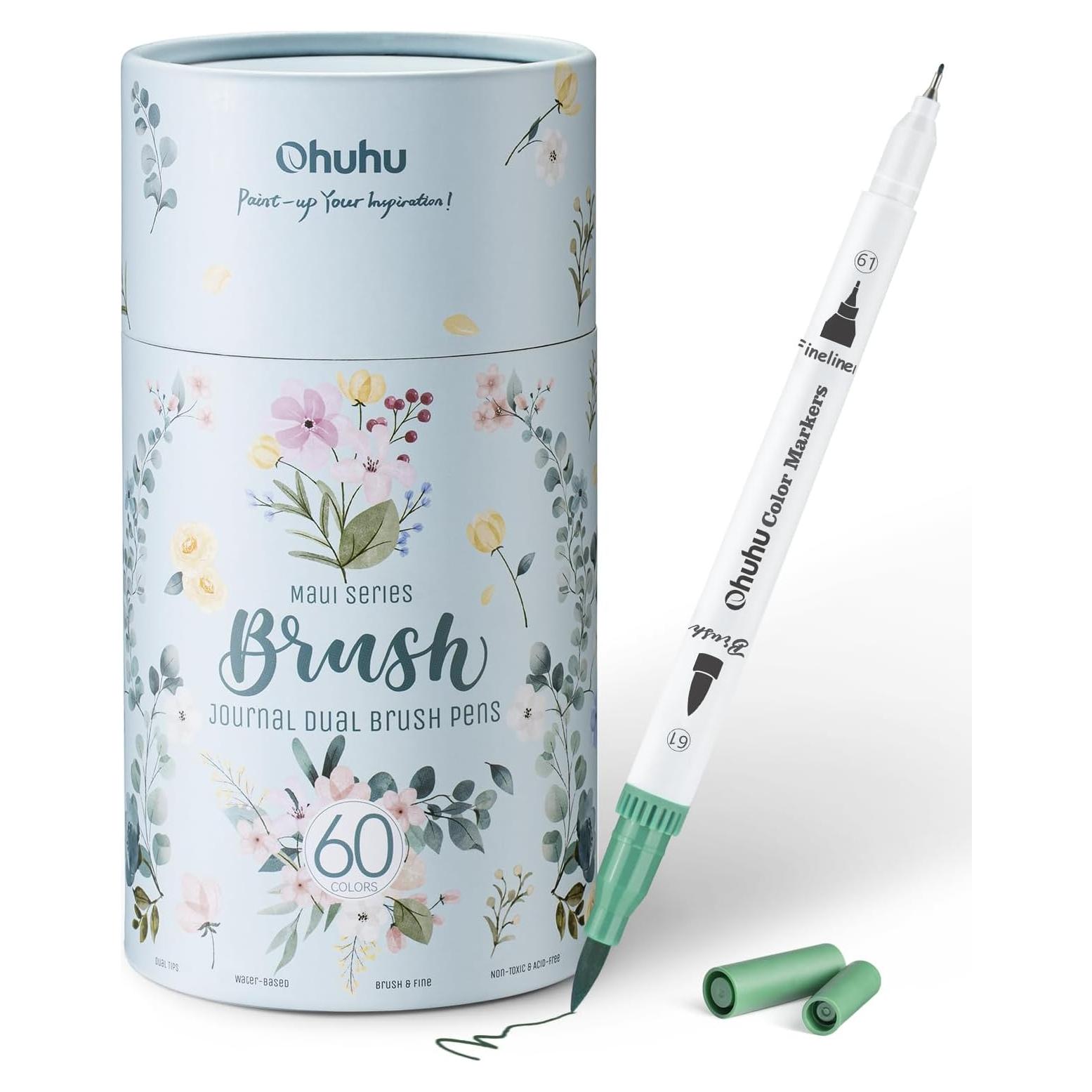 Marcadores Ohuhu 60 Colores Doble Punta Fineliner y Pincel