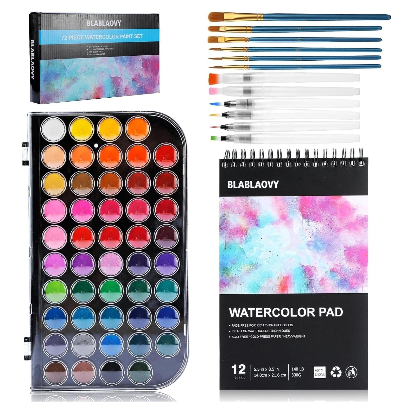 Set de Pintura Acuarela Blablaovy 48 Colores con Pinceles y Bloc