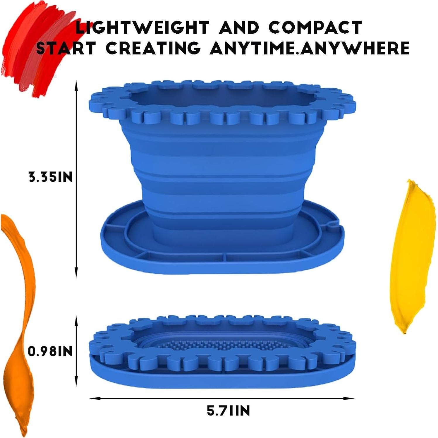 Taza Limpiadora de Pinceles SUWARMN Azul 355ml Plegable