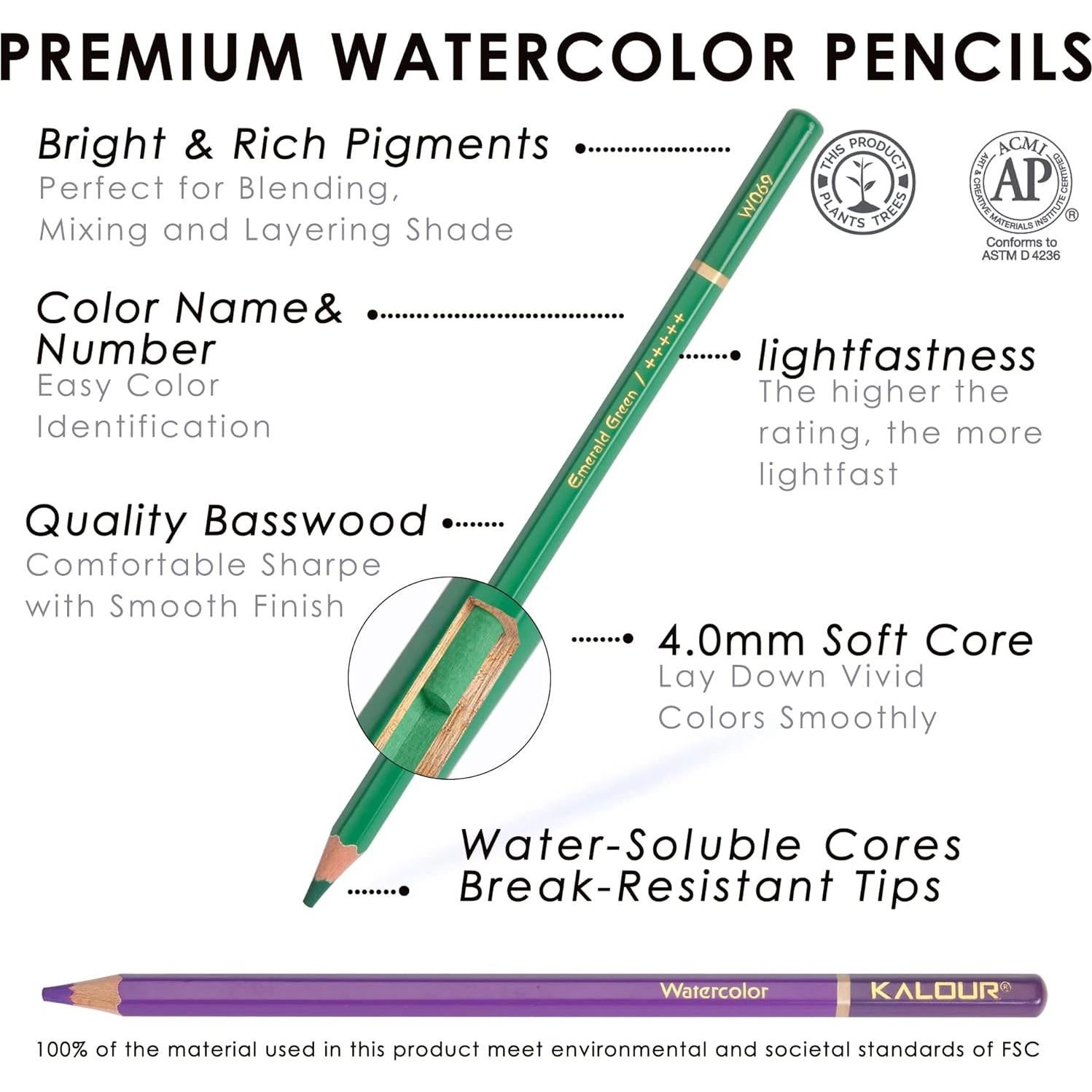 Set de 120 Lápices de Acuarela KALOUR con Pincel y Funda