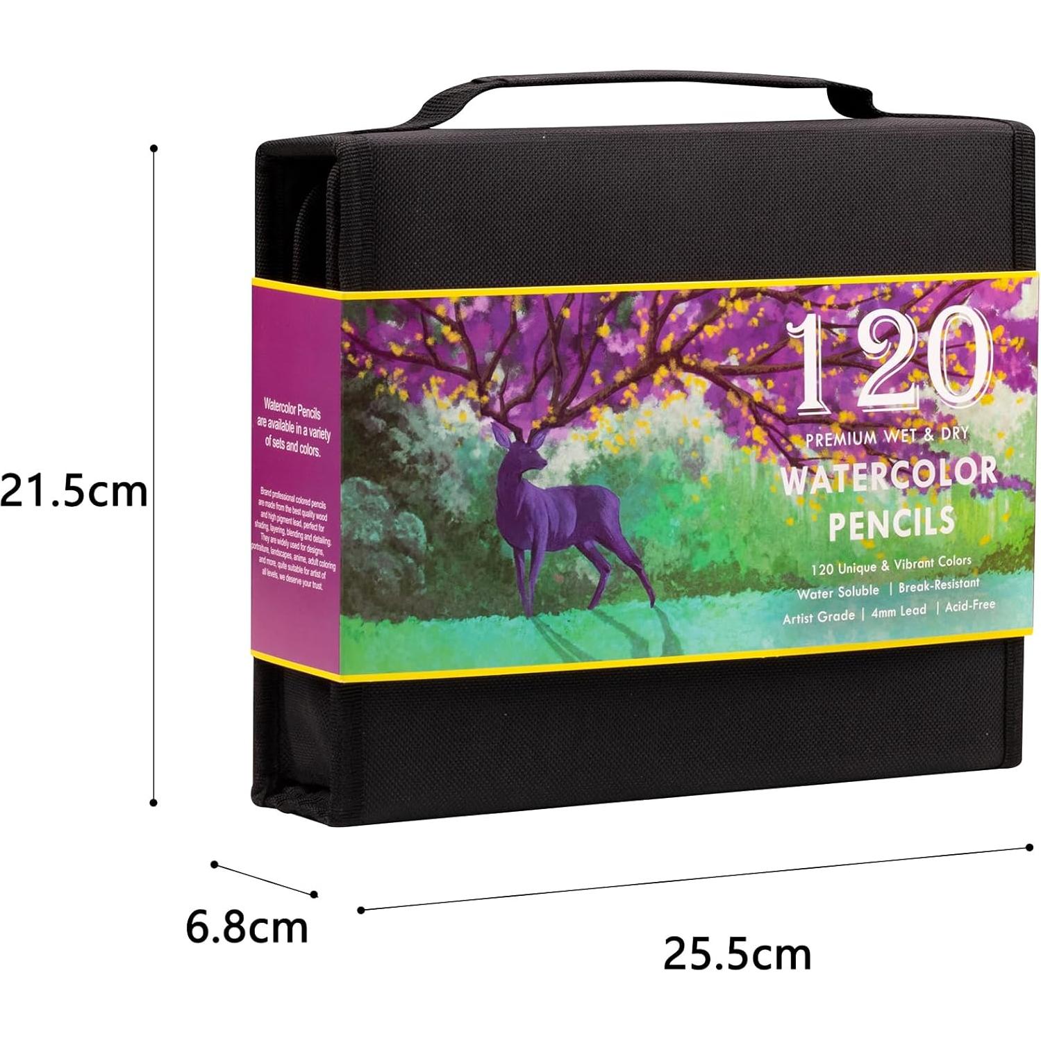 Set de 120 Lápices de Acuarela KALOUR con Pincel y Funda