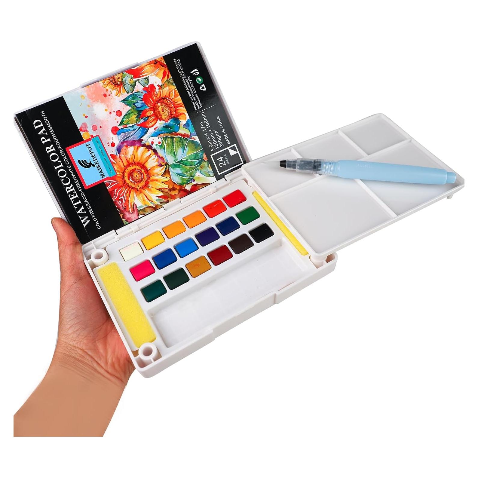 Juego de Pinturas Acuarelables MAIKEDEPOT 18 Colores Portátil