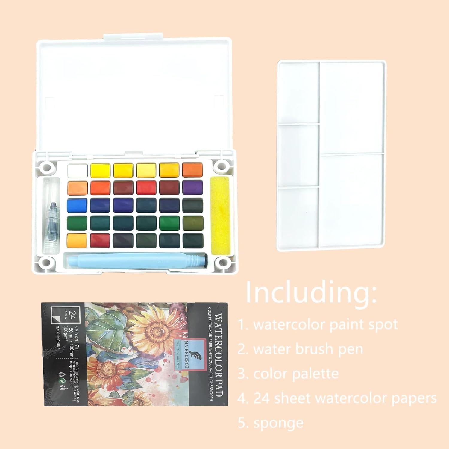 Juego de Pinturas Acuarelables MAIKEDEPOT 18 Colores Portátil