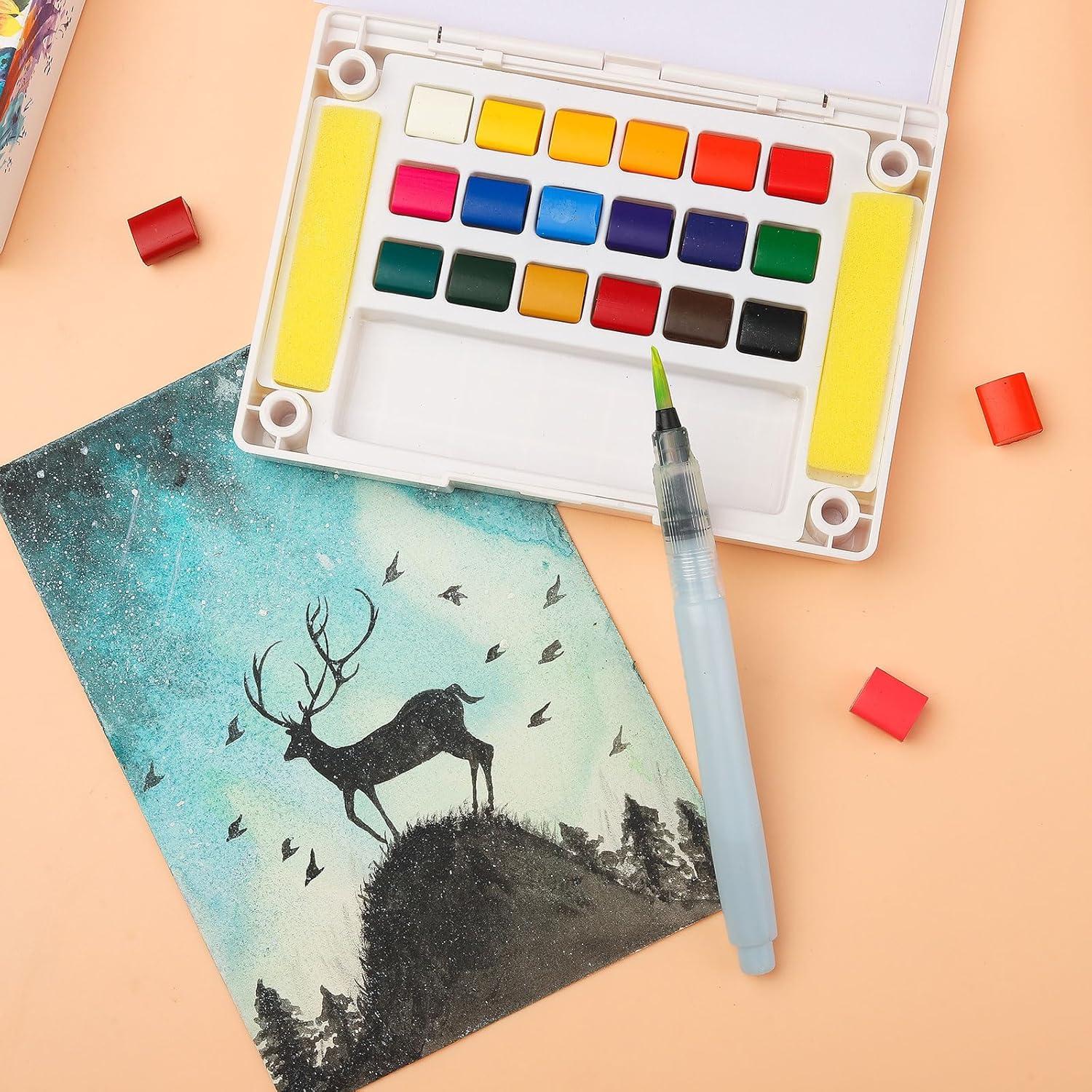 Juego de Pinturas Acuarelables MAIKEDEPOT 18 Colores Portátil