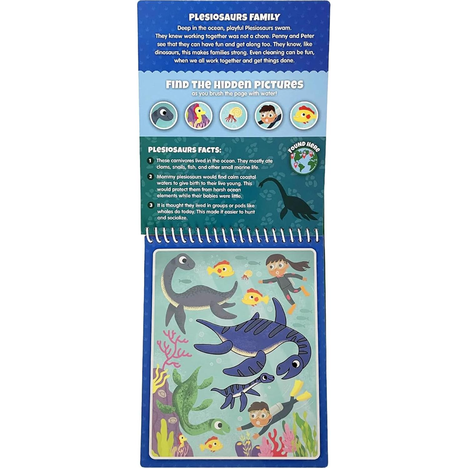 Libro de Actividades KangaToys Familias de Dinosaurios - Pincel de Agua Reutilizable