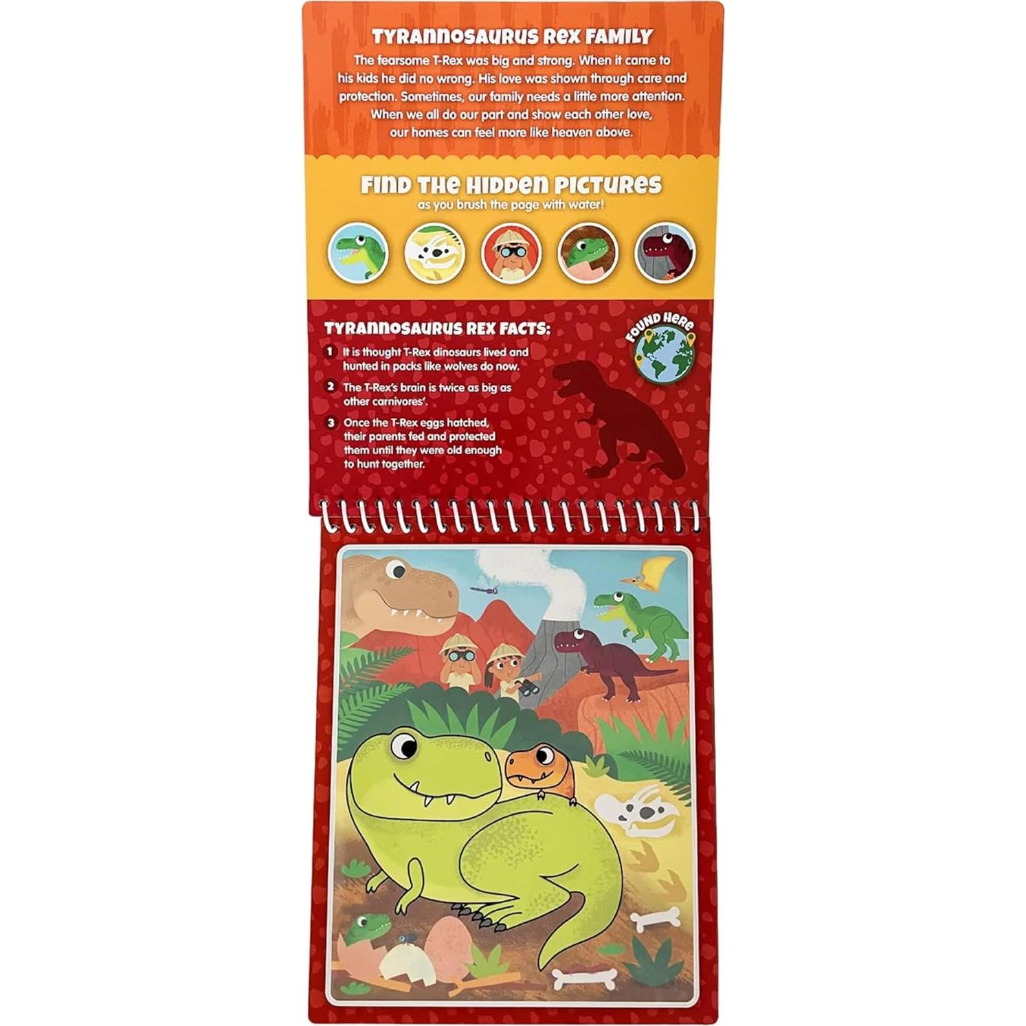 Libro de Actividades KangaToys Familias de Dinosaurios - Pincel de Agua Reutilizable