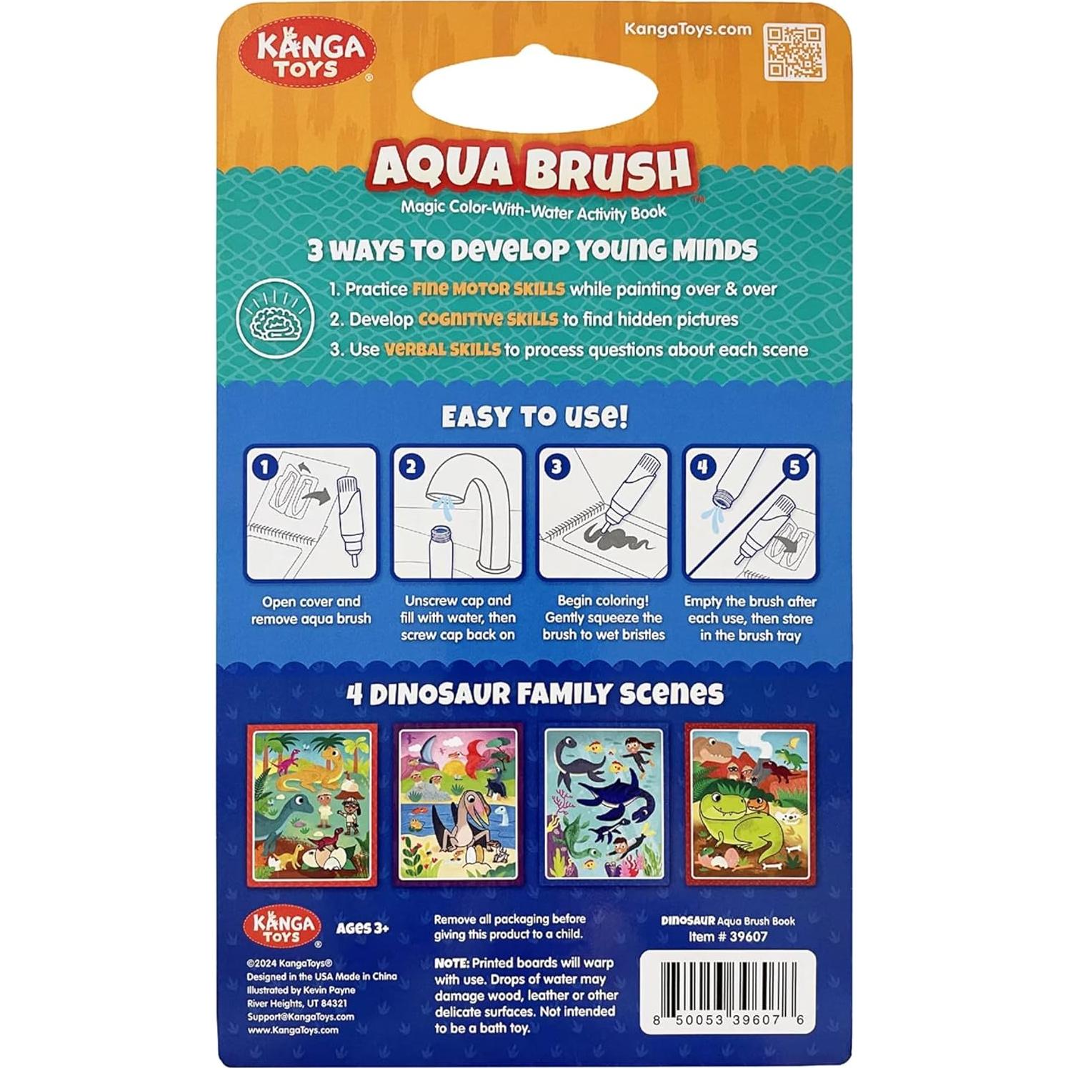 Libro de Actividades KangaToys Familias de Dinosaurios - Pincel de Agua Reutilizable