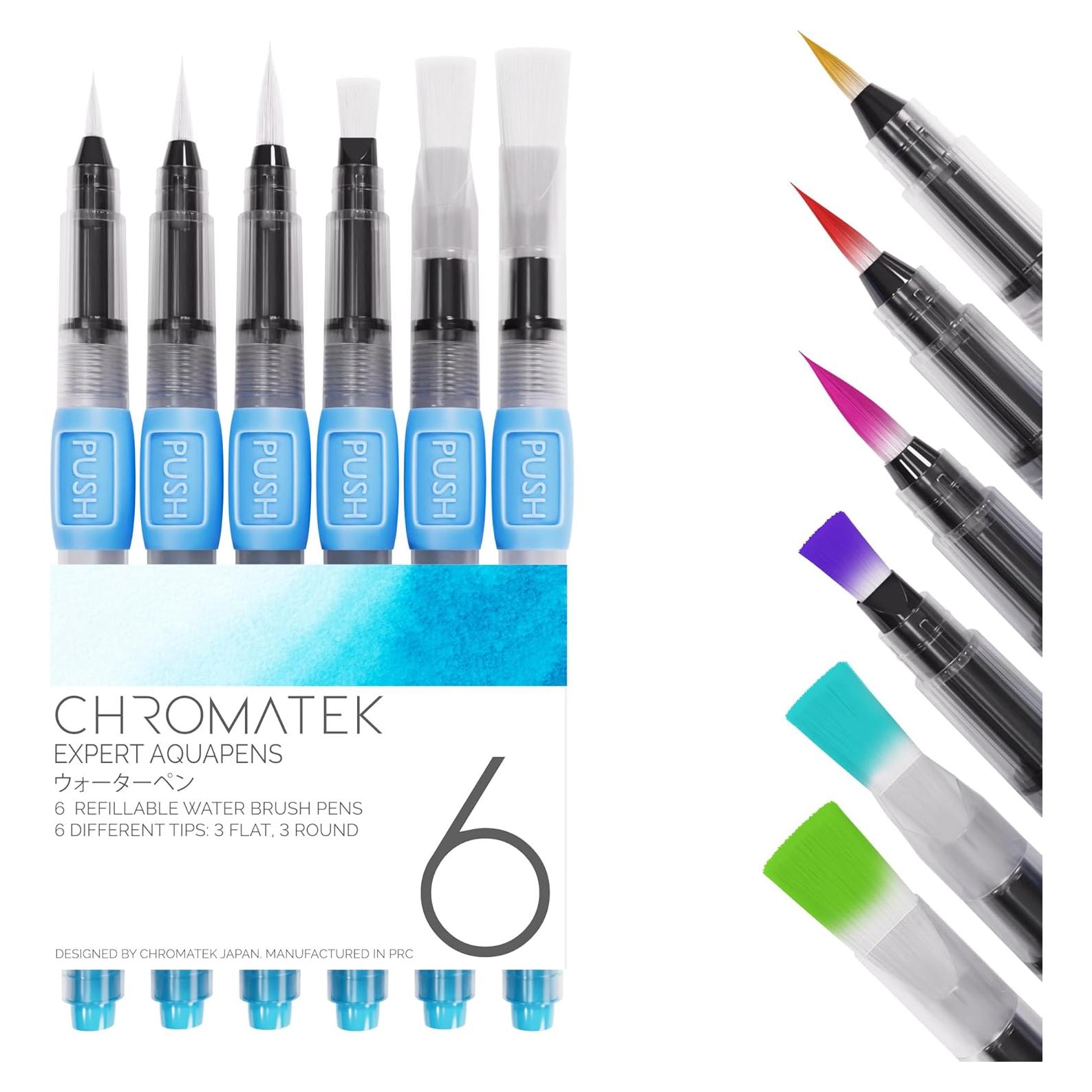 Pinceles de Agua Chromatek - Paquete de 6 - Acuarela Portátil