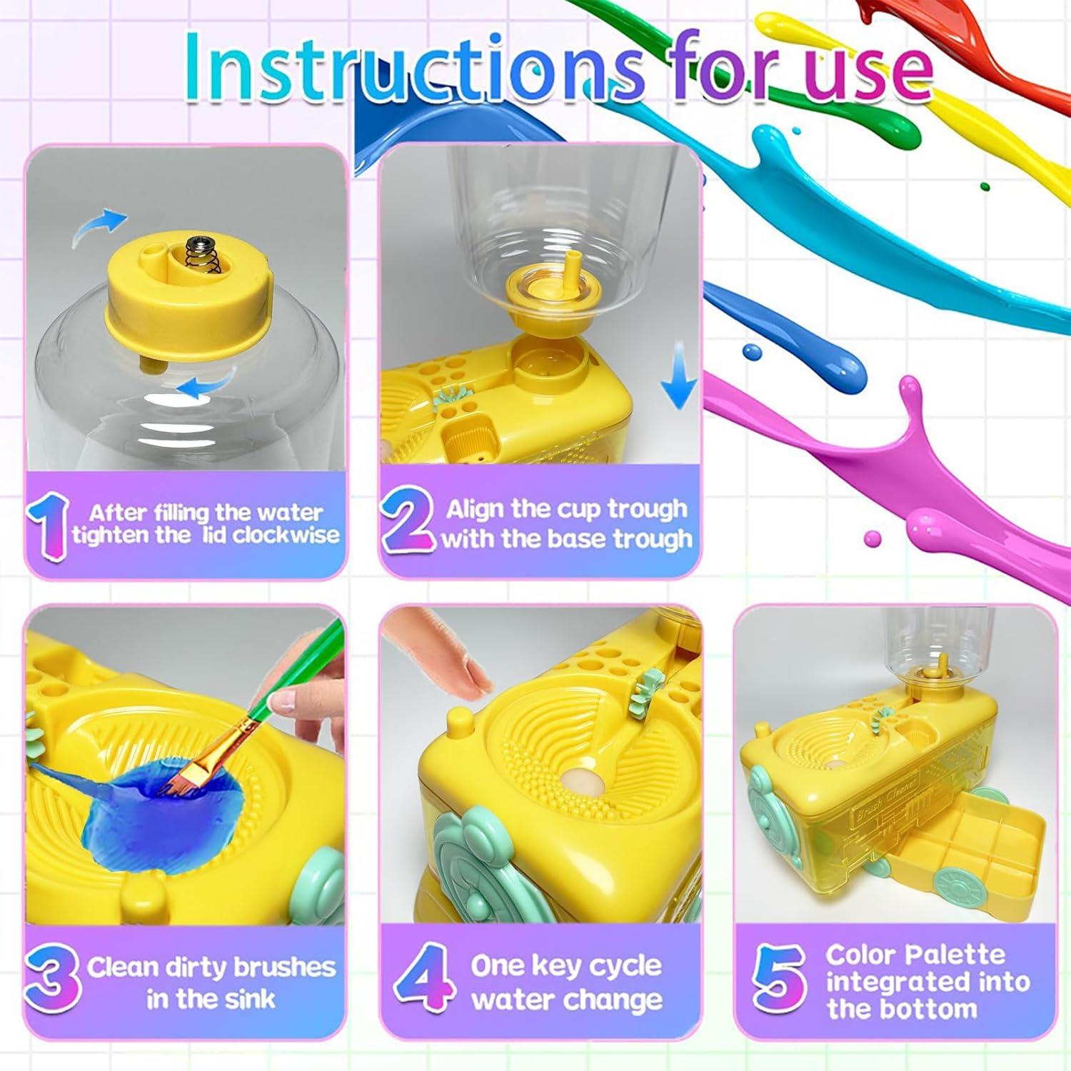 Limpiador de Pinceles WZWXXQ con Bandeja y Capacidad 400ml