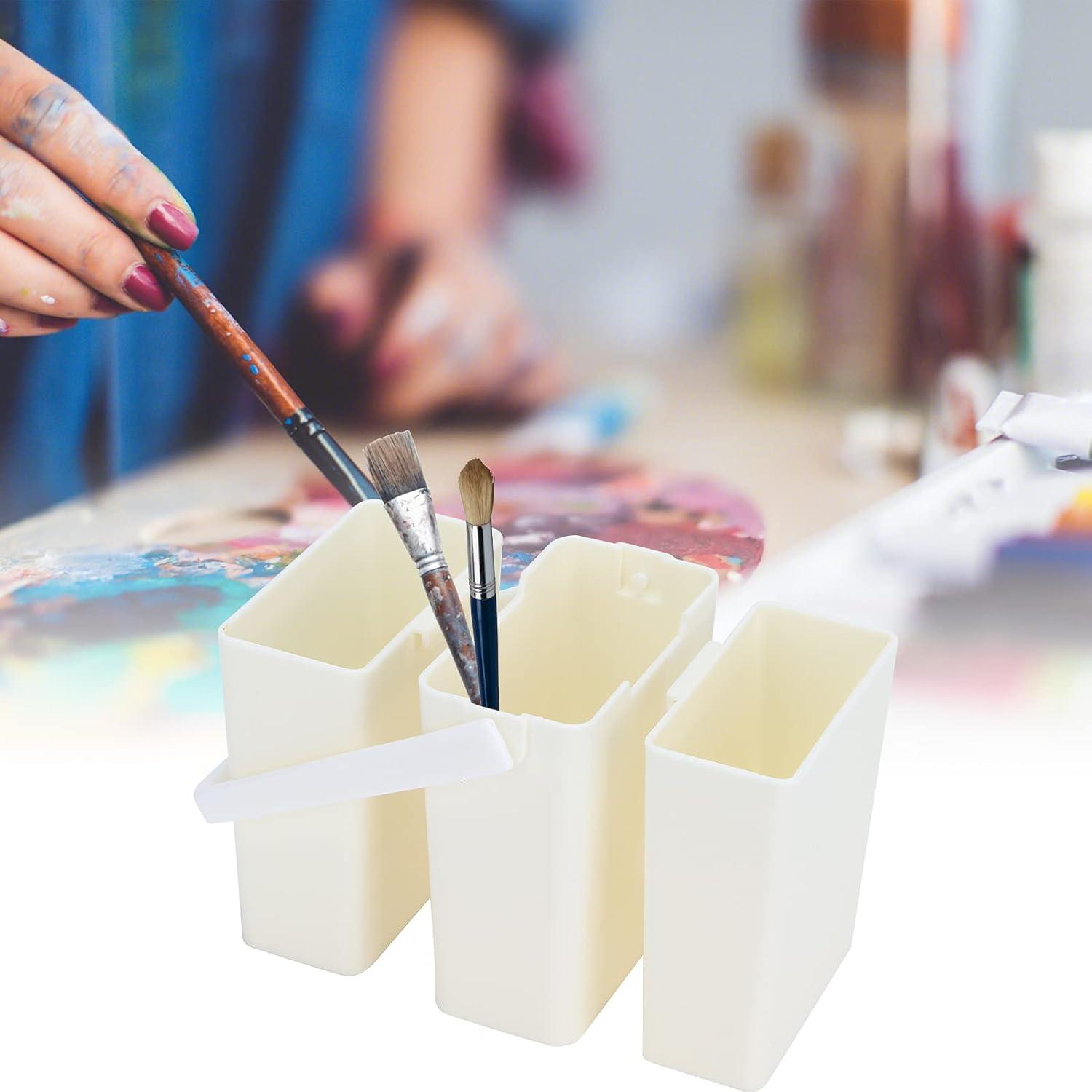 Cubo para Lavado de Pinceles Jerss 3 Piezas Portátil Blanco