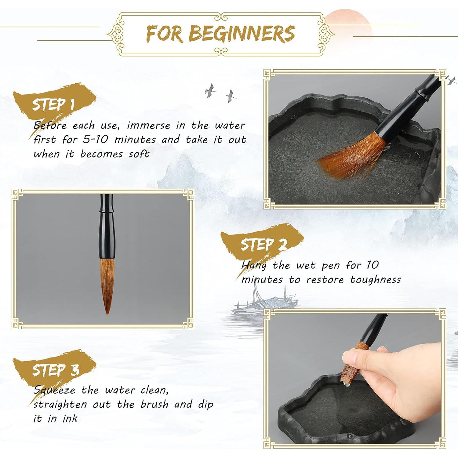 Juego de 12 Pinceles de Caligrafía China Marspark - Acuarela y Sumi