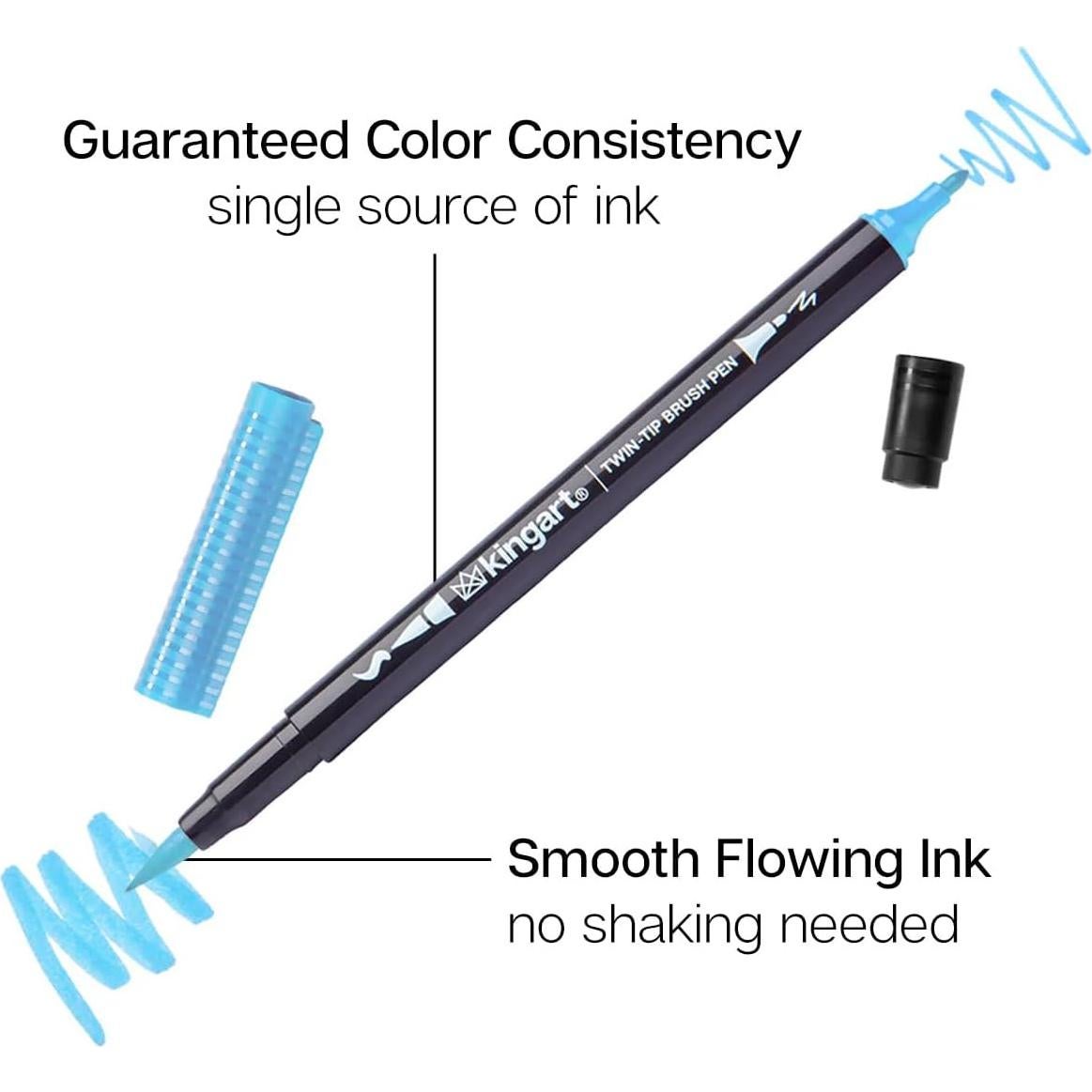 Set de 24 Marcadores Acuarelables KINGART Pro Punta Doble
