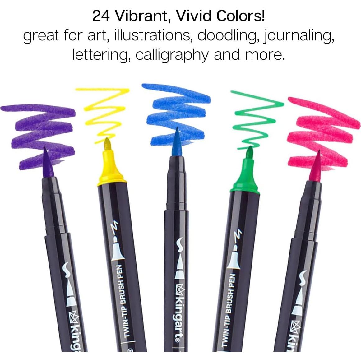 Set de 24 Marcadores Acuarelables KINGART Pro Punta Doble