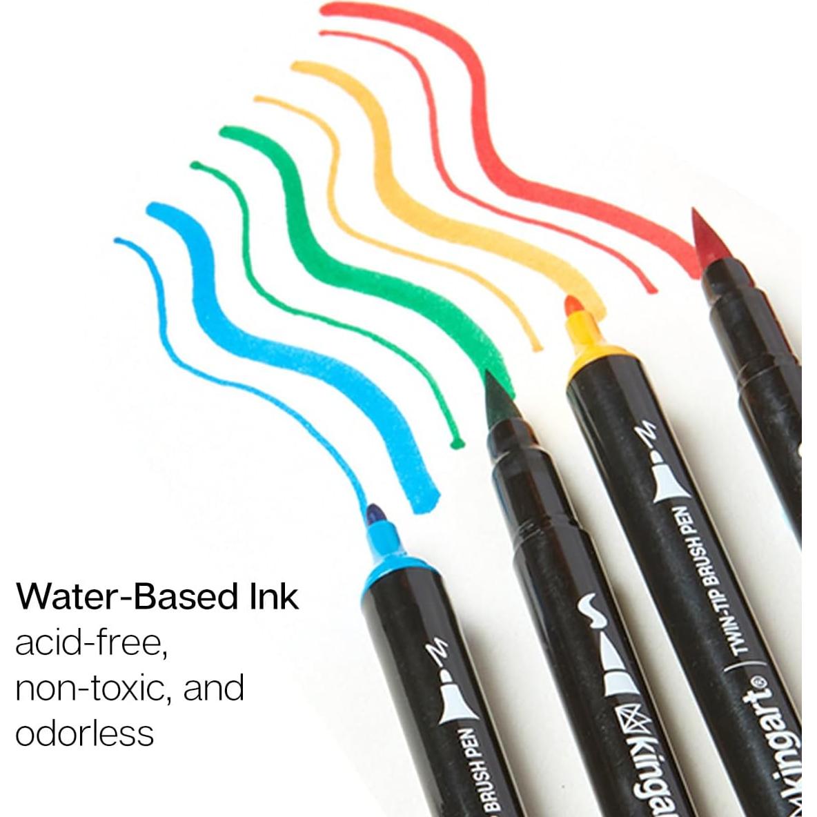 Set de 24 Marcadores Acuarelables KINGART Pro Punta Doble