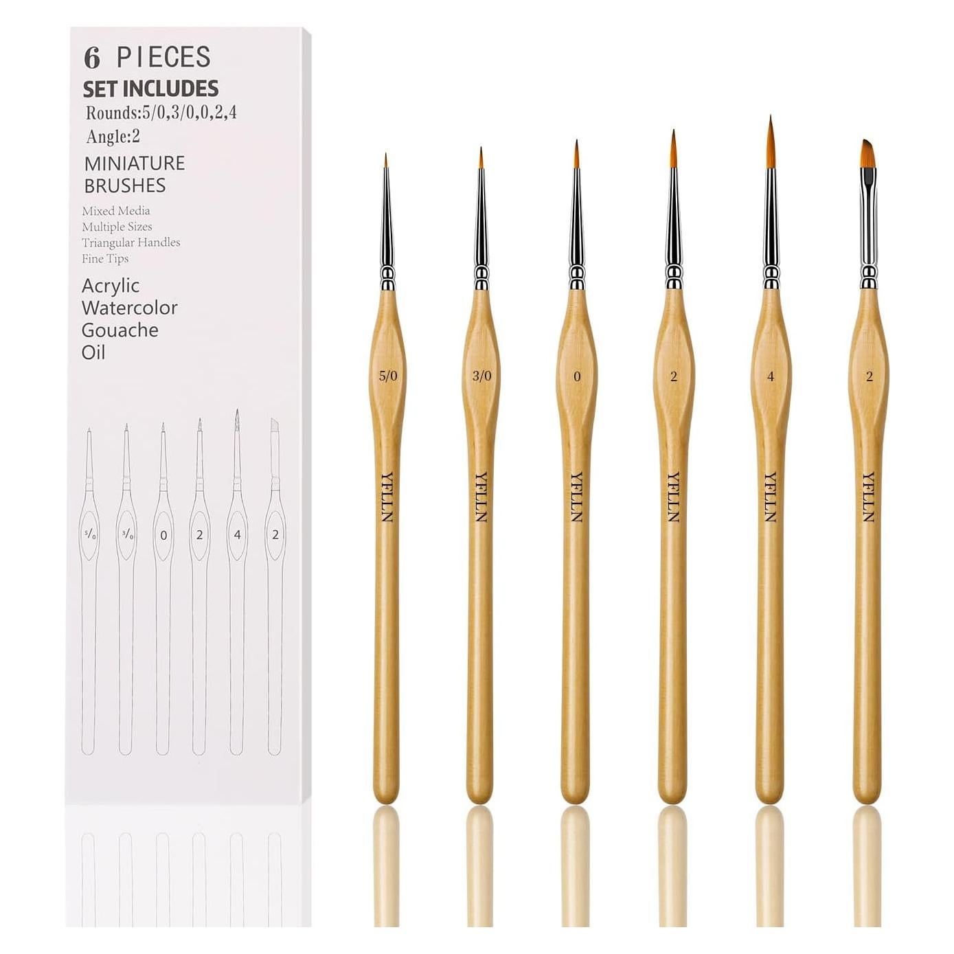 Juego de 6 Pinceles de Pintura YFLLN con Mango Triangular