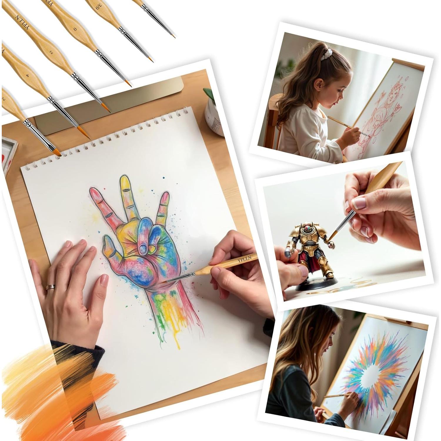 Juego de 6 Pinceles de Pintura YFLLN con Mango Triangular