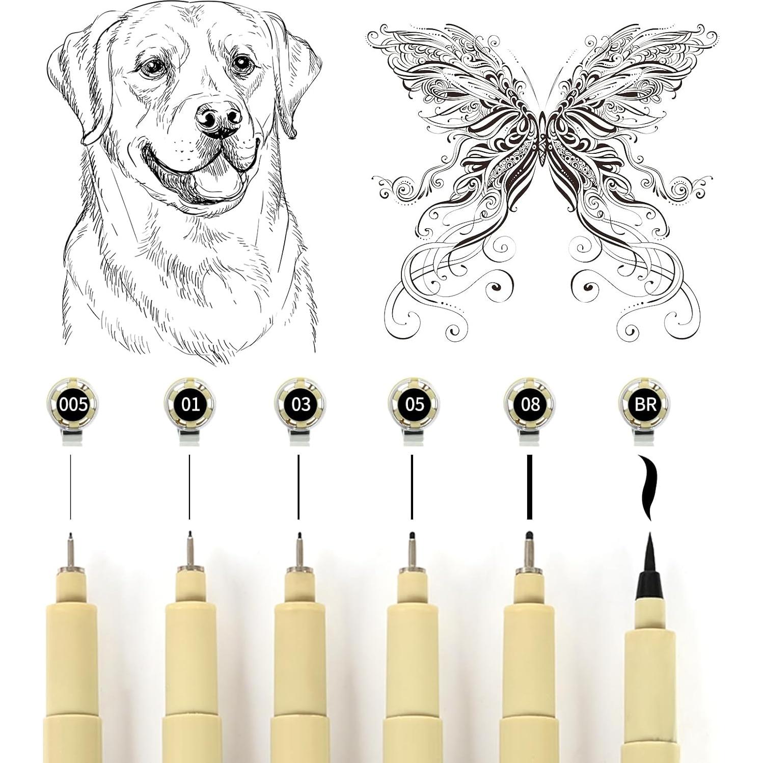 Juego de Plumas Fineliner GETHPEN 6 Piezas Tinta Negra 0.2mm