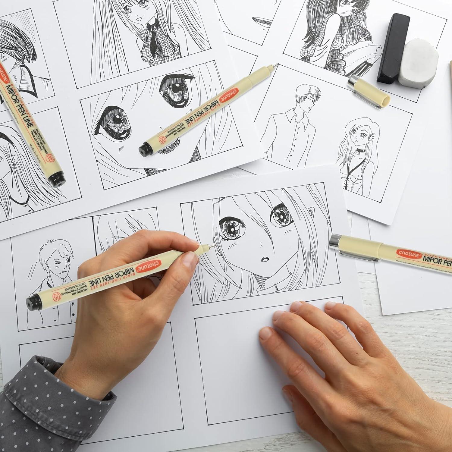 Juego de Plumas Fineliner GETHPEN 6 Piezas Tinta Negra 0.2mm