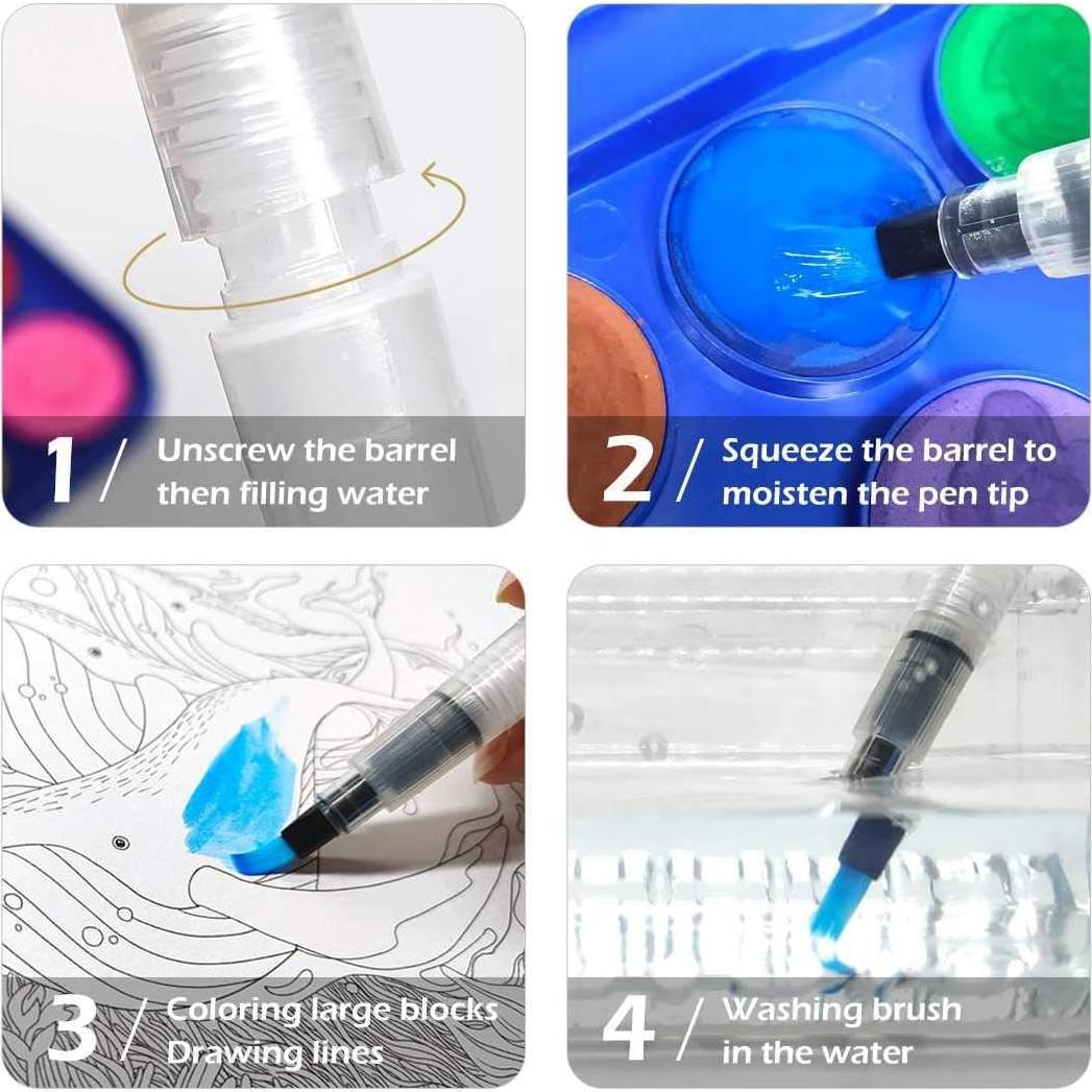 Juego de 9 Plumas de Pincel Acuarelables GOOHEE - Fáciles de Usar