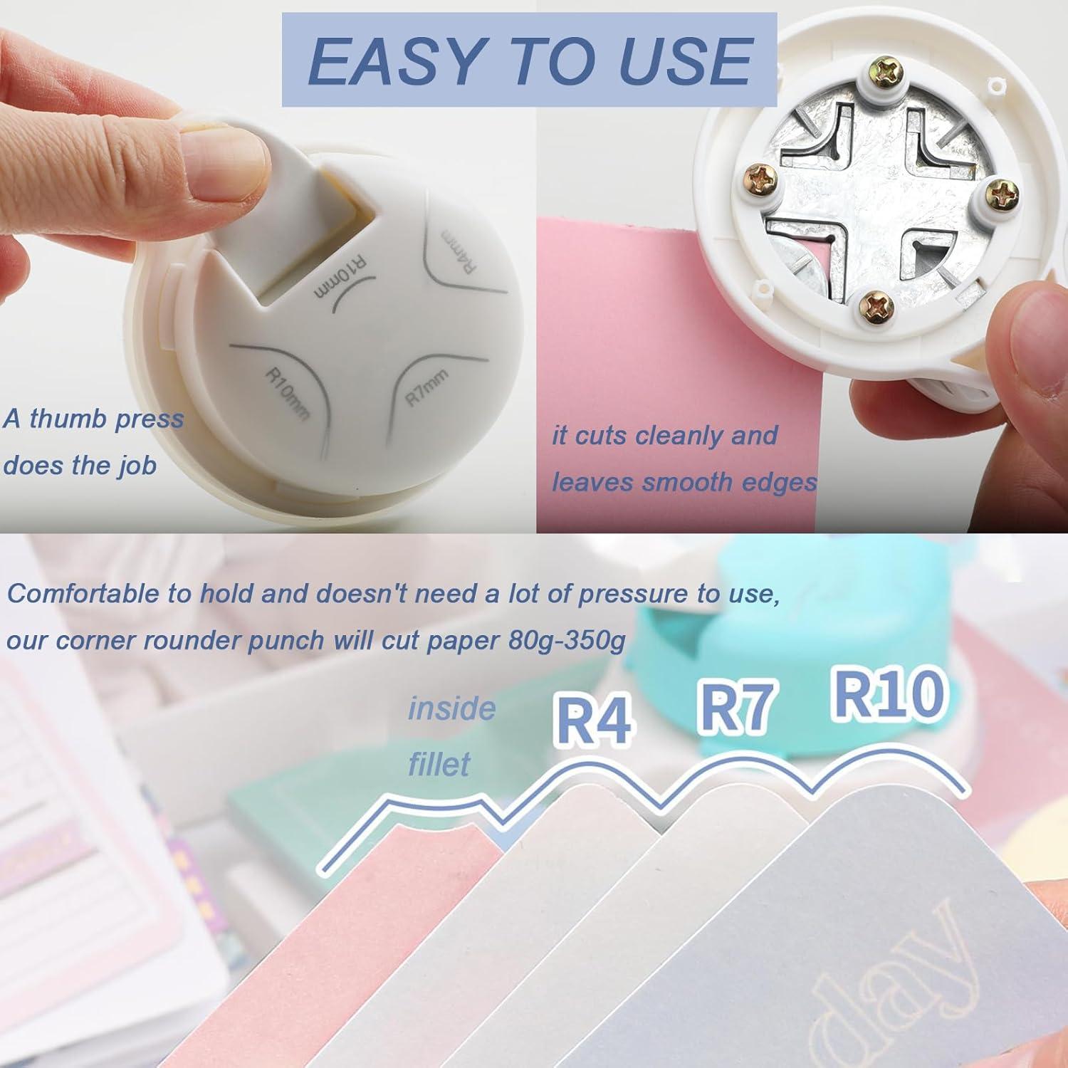 Troquelador de Esquinas 4 en 1 PRENDI - 2 Piezas Blanco y Rosa