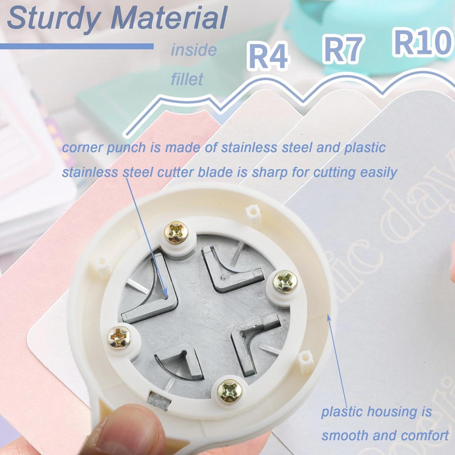 Troquelador de Esquinas 4 en 1 PRENDI - 2 Piezas Blanco y Rosa